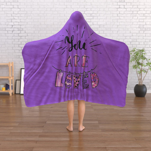 Hooded Blanket - You Are Loved - Purple - printonitshop