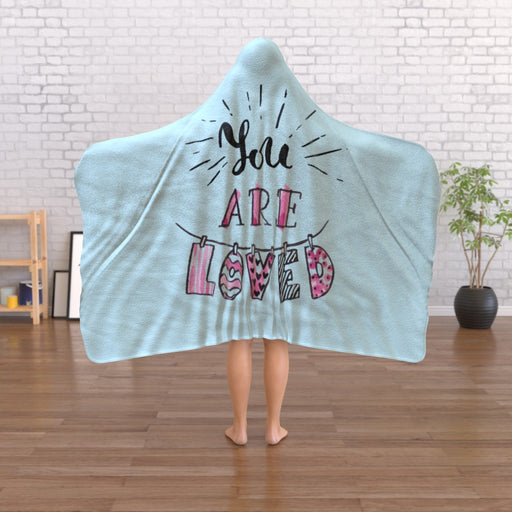 Hooded Blanket - You Are Loved - Pale Blue - printonitshop