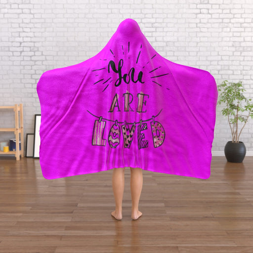 Hooded Blanket - You Are Loved - Pink - printonitshop
