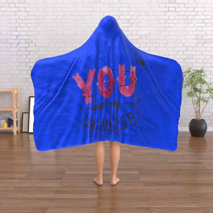 Hooded Blanket - You Are My Universe - Blue - printonitshop
