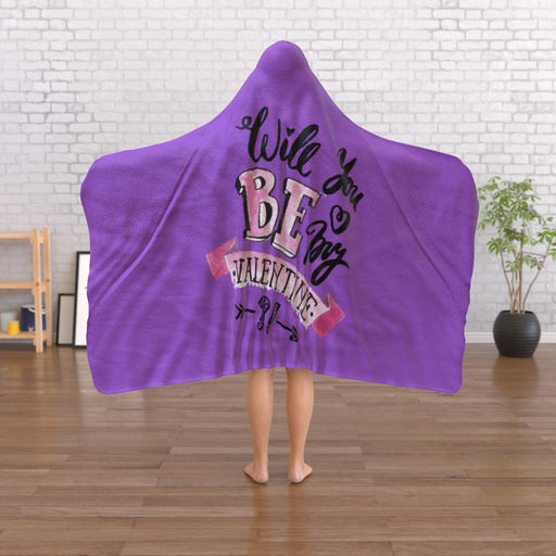 Hooded Blanket - Will You Be My Valentine - Purple - printonitshop