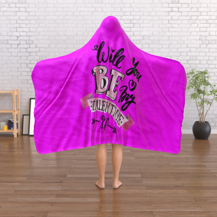 Hooded Blanket - Will You Be My Valentine - Pink - printonitshop