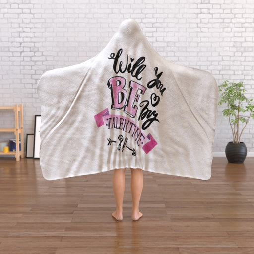 Hooded Blanket - Will You Be My Valentine - Cream - printonitshop