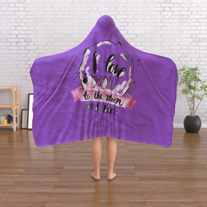 Hooded Blanket - Love you to the Moon - Purple - printonitshop