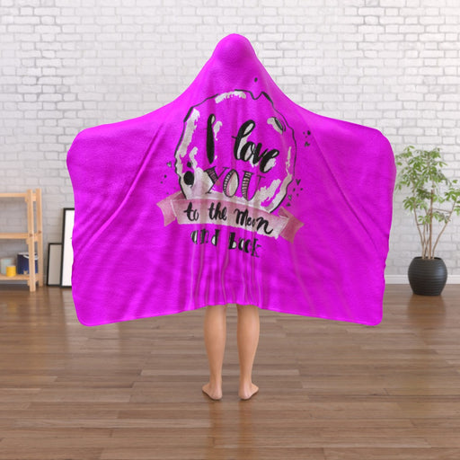 Hooded Blanket - Love you to the Moon - Pink - printonitshop