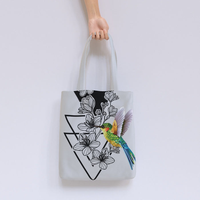 Tote Bag - Hummingbird and Flowers - printonitshop