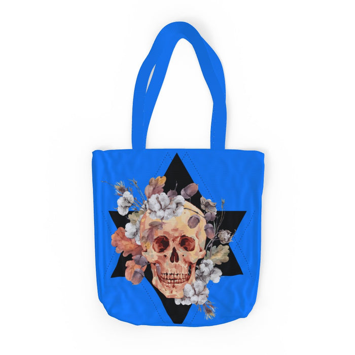 Tote Bag - Skull and Flowers Blue - printonitshop