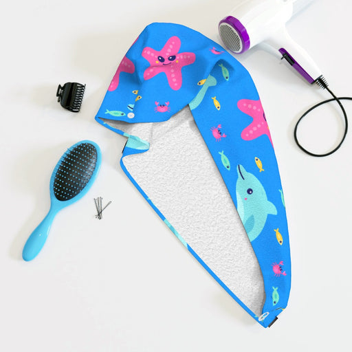 Head Towel - Dolphin and Starfish Blue - printonitshop
