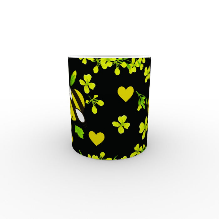 11oz Ceramic Mug - Bees on Black - printonitshop